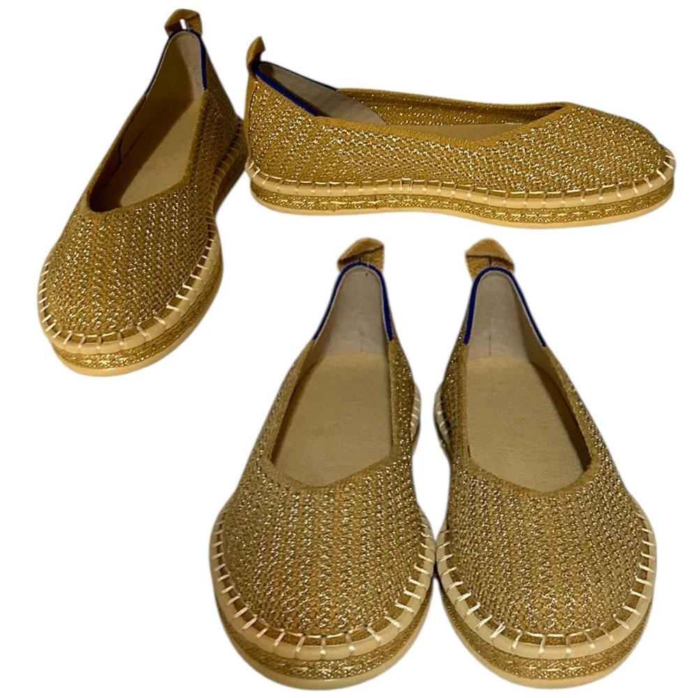 Rothy's The Espadrille Gold Stripe Flat Slip On Shoes - Picture 6 of 11